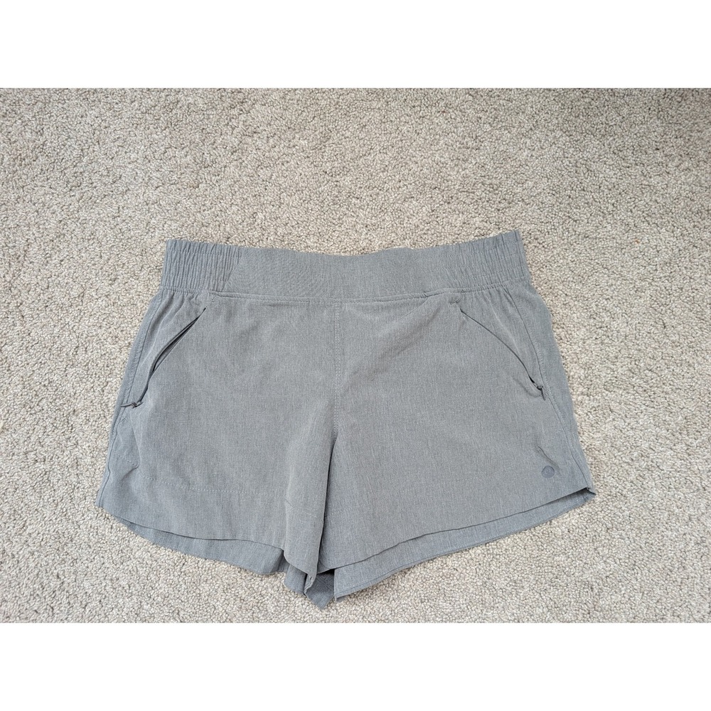 Apana Athletic Shorts Women S Polyester Spandex Grey Zipper Pockets Running Yoga